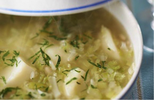 Zuppa di porri e patate con aggiunta di fagioli