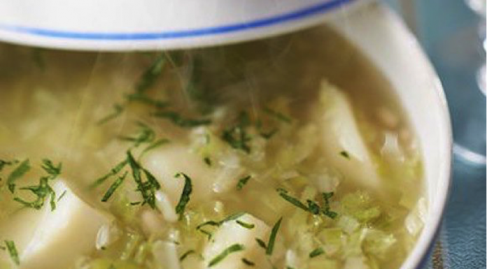 Zuppa di porri e patate con aggiunta di fagioli